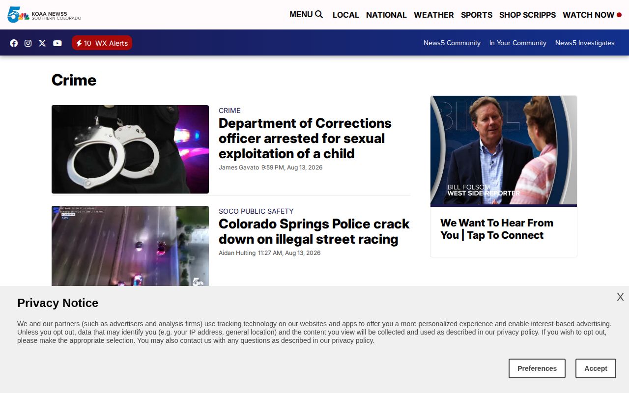 Pueblo County crime news on KOAA regional crime landing