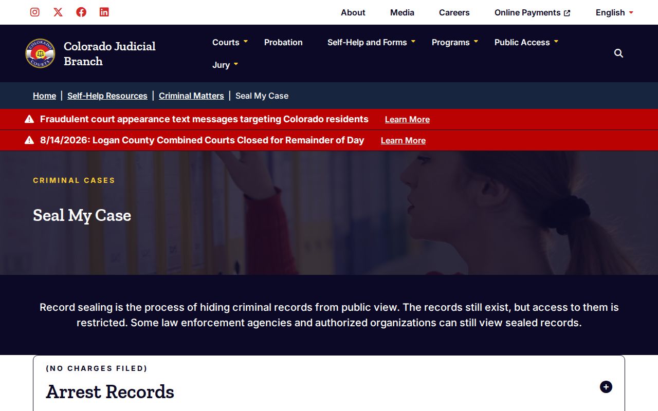 Colorado Pueblo County arrest record sealing form paths